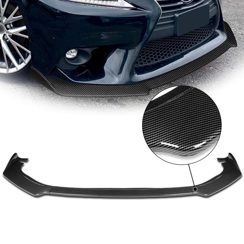 3pcs Car Front Bumper Lips Spoiler Wing Body Kit For Lexus Is250 Is350 14-16 Carbon Fiber Look