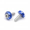 Uxcell 12 Pcs 6mm Thread Dia Blue Carved Style Motorcycle License Plate Frame Bolts Screws