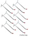 Toolusa 6 Piece 2-inch Double Prong Peg Hook Set With Rubber-ended Safety Tip Hw-20026 