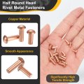 100 Pcs Copper Solid Rivets 0 16 X0 47 Half Round Head Rivet Metal Fasteners For Electrical Applications Leather Diy Craft
