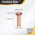 100 Pcs Copper Solid Rivets 0 16 X0 47 Half Round Head Rivet Metal Fasteners For Electrical Applications Leather Diy Craft