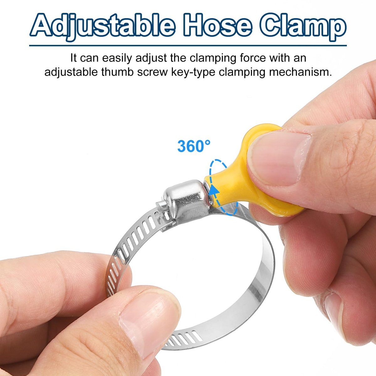 16pcs Stainless Steel Worm Gear Hose Clamps8-32mm 11 16 To 1 1 4 Yellow Adjustable Thumb Screw Key Type Fuel Line 8mm Bandwidth