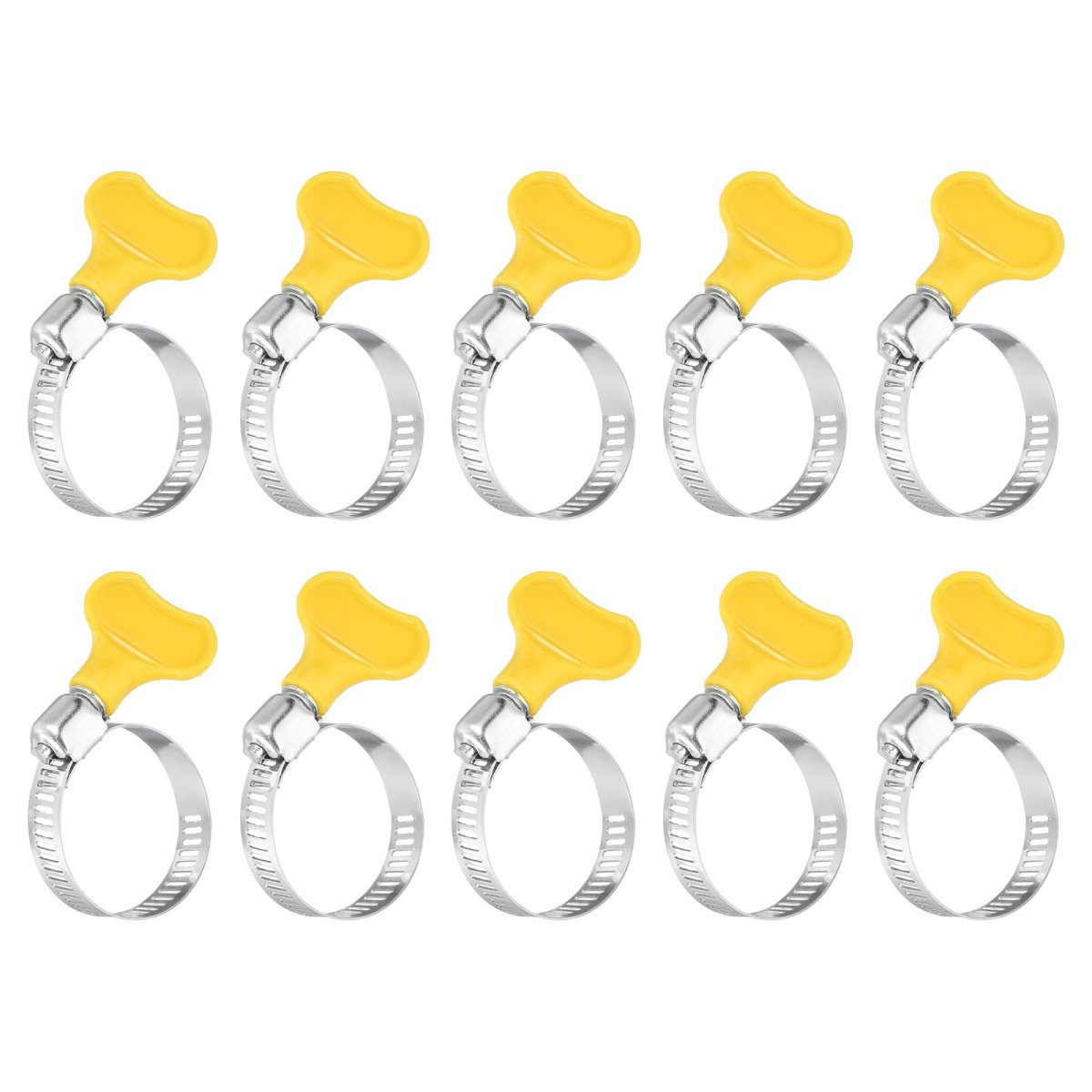 16pcs Stainless Steel Worm Gear Hose Clamps8-32mm 11 16 To 1 1 4 Yellow Adjustable Thumb Screw Key Type Fuel Line 8mm Bandwidth