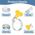 16pcs Stainless Steel Worm Gear Hose Clamps8-32mm 11 16 To 1 1 4 Yellow Adjustable Thumb Screw Key Type Fuel Line 8mm Bandwidth