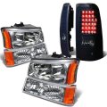 Auto Dynasty For Chevy Silverado 1st Gen 4pc Pair Of Chrome Amber Corner Headlight Black Smoked Lens Led Tail Light 
