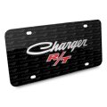 Dodge Charger R T Classic 3d Logo On Pattern Black Aluminum License Plate Official Licensed