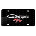Dodge Charger R T Classic 3d Logo On Pattern Black Aluminum License Plate Official Licensed