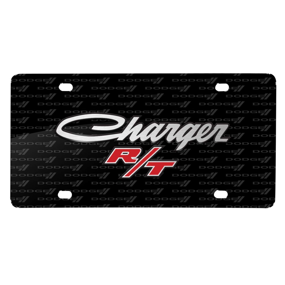 Dodge Charger R T Classic 3d Logo On Pattern Black Aluminum License Plate Official Licensed