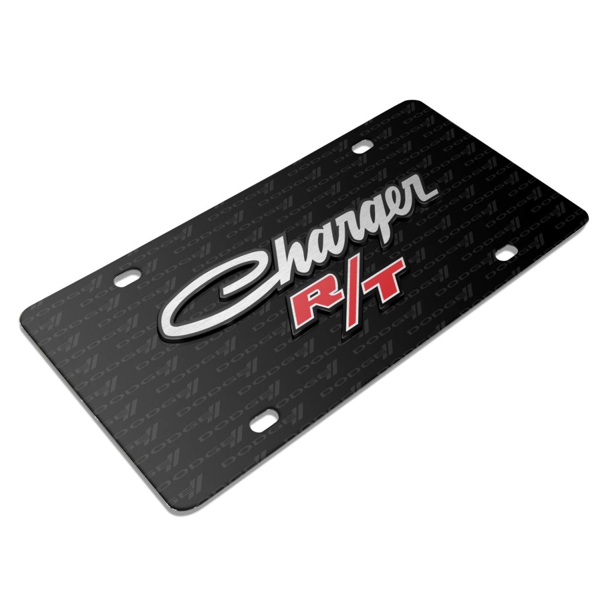 Dodge Charger R T Classic 3d Logo On Pattern Black Aluminum License Plate Official Licensed