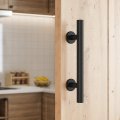 Smartstandard 10 Inch Sliding Barn Door Handle Pull And Flush Hardware Set Black Large Rustic Two-side Design Round 