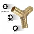 X Autohaux 3 Pcs 14mm 0 55 Brass Car Barb Hose Fitting Y Shape Way Connector For Joiner Air Water Fuel Gas