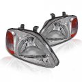 Instyleparts Clear Lens Headlights With Chrome Housing Made For And Civic Ek 1996-1998 