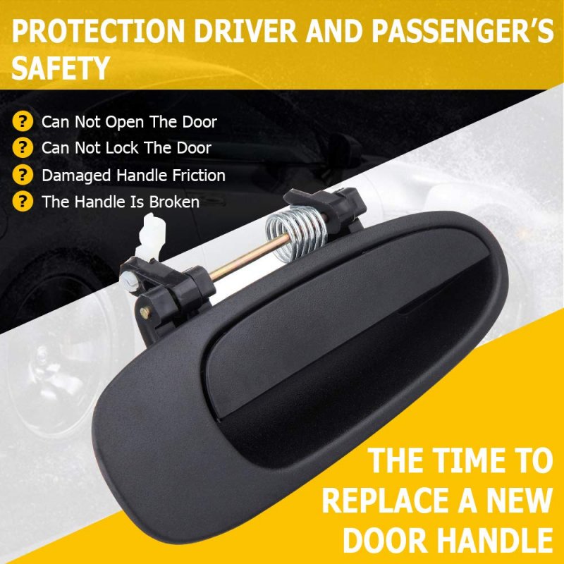 Door Handle Exterior Rear Passeneger Right Side Replacement Fit 1993-1997 For Geo Prizm Corolla Outside Black