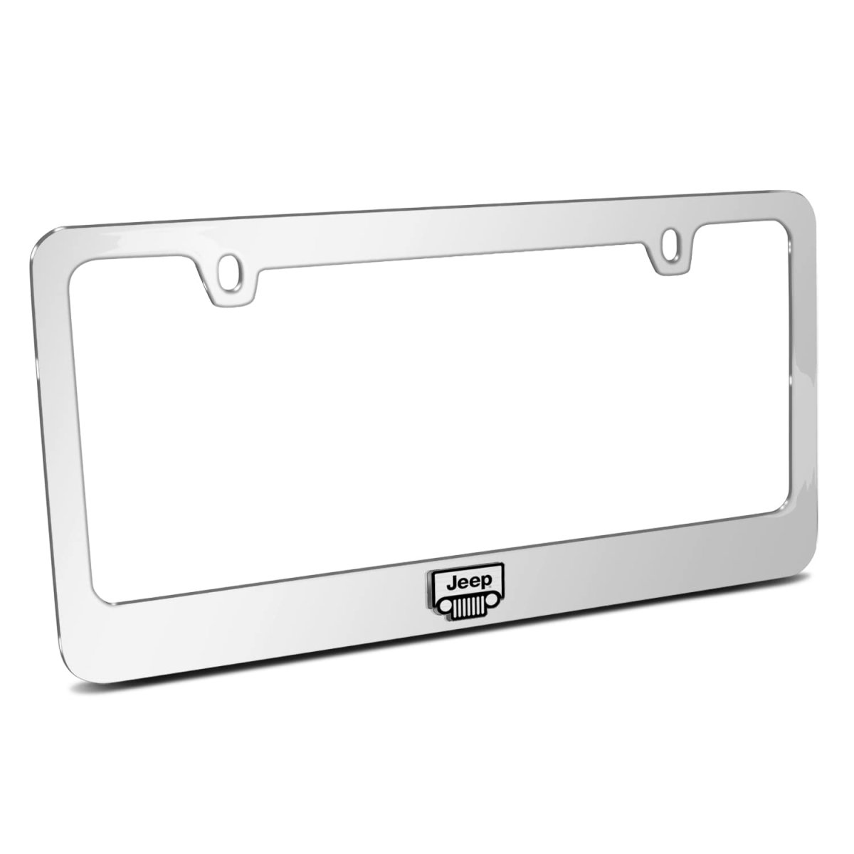 Jeep Grill 3d Mirror Chrome Metal License Plate Frame Official Licensed Universal Fit For Car Suv Truck 12 In X 6 With Screw