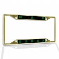 Fastasticdeals Metal Insert License Plate Frame Good Luck Clover Weatherproof Car Accessories Gold 4 Holes Solid 