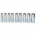 9 Piece 3 8 In Drive Deep Socket Set 10mm To 18mm Chrome Vanadium Steel Polished Finish With Rail Organizer Model 27201 