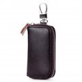 Westonetek Unisex Mens Womens Premium Leather Car Key Holder Bag Keychain Case Wallet With 6 Hooks Zipper Closure Coffee 