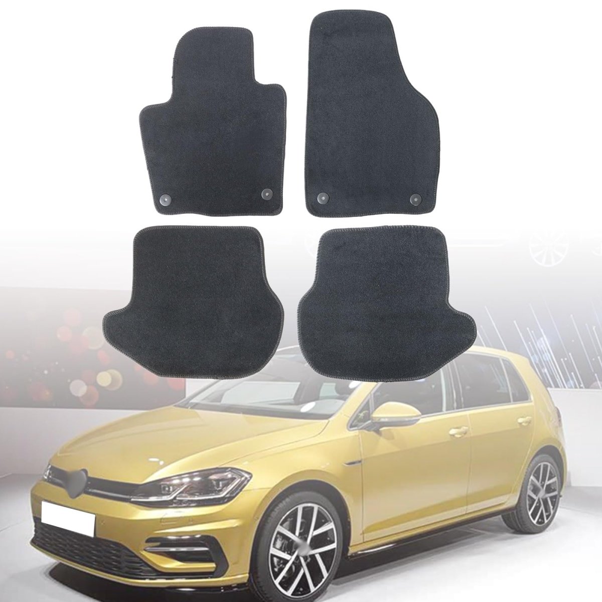 Floor Mats Carpet For Volkswagen Golf R 2015 2019 4 Piece Set Black Velour And Plastic Front Rear Interior Direct Replacement