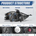 Auto Dynasty Ch2502240 Facotry Style Projector Headlights Assembly Compatible With Dodge Dart 2013-2016 Driver Left Side Black