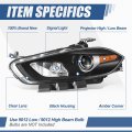 Auto Dynasty Ch2502240 Facotry Style Projector Headlights Assembly Compatible With Dodge Dart 2013-2016 Driver Left Side Black