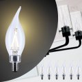 Satco 4w Ca10 Led Light Bulb 3500k Neutral White 350 Lumens Clear Flame Tip 300 Degree Beam E12 Candelabra Base 92 Cri Dimmable 