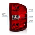 Amerilite For 2007-2014 Chevy Silverado 1500 2500 3500 Pickup Clear Red Oe Replacement Tail Light Brake Lamp Pair W Bulb And