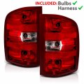 Amerilite For 2007-2014 Chevy Silverado 1500 2500 3500 Pickup Clear Red Oe Replacement Tail Light Brake Lamp Pair W Bulb And
