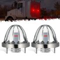 Partsam 2pcs Glass Watermelon Lights Patented Clear Lens Red Led Side Marker Turn Signal With Bezel Replacement For Kenworth 