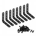 Corner Brace Angle Bracket Fastener L Shape 90mmx90mmx20mm Black Round End With Screws 4pcs 