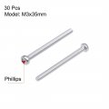 Uxcell M3x35mm Machine Screws Pan Phillips Cross Head Screw 304 Stainless Steel Fasteners Bolts 30pcs