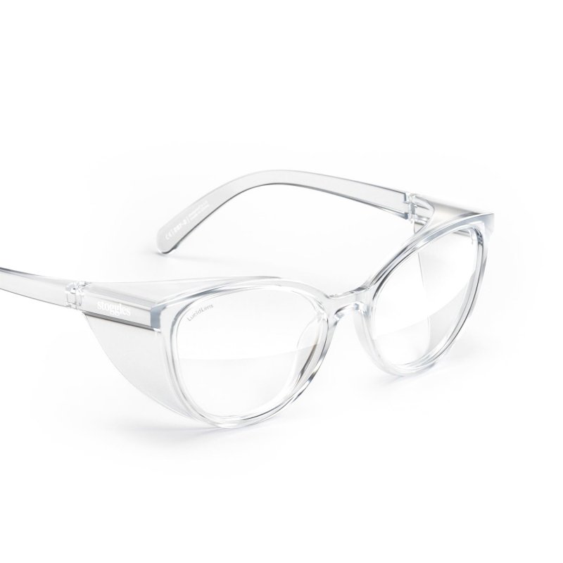 Stoggles Official Cat Eye- Z87 1 Certified Safety Glasses Anti-fog Blue Light Blocking Clear