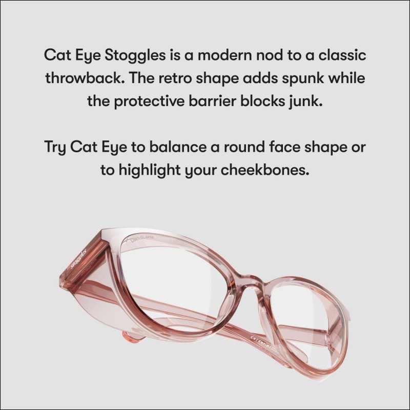 Stoggles Official Cat Eye- Z87 1 Certified Safety Glasses Anti-fog Blue Light Blocking Clear