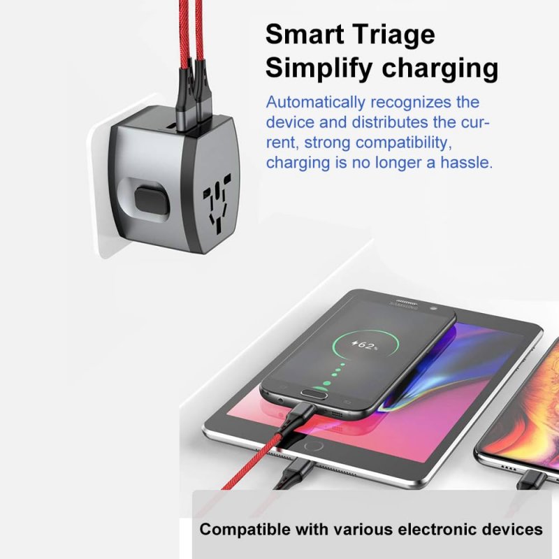 Travel Adapter Universal Power International Plug Adaptor With 4 Usb Ports Fast Charging All In One Worldwide Wall Charger Ac