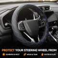 Universal Fit 14 1 2 To 15 Inches Microfiber Leather Steering Wheel Cover With Stylish Stitching Design Full Surround Diamond