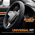 Universal Fit 14 1 2 To 15 Inches Microfiber Leather Steering Wheel Cover With Stylish Stitching Design Full Surround Diamond