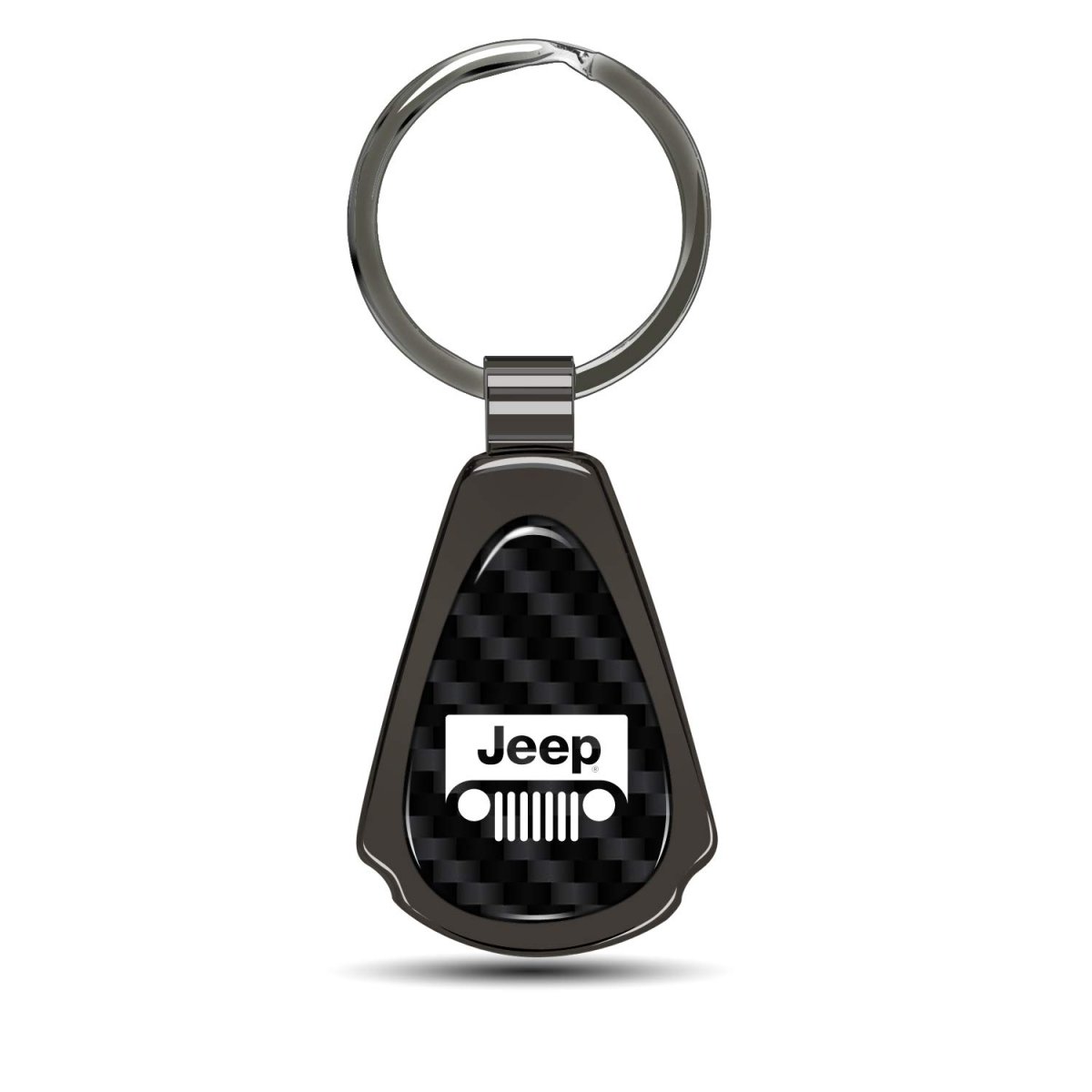 Jeep Grill Real Black Carbon Fiber Gunmetal Metal Teardrop Key Chain