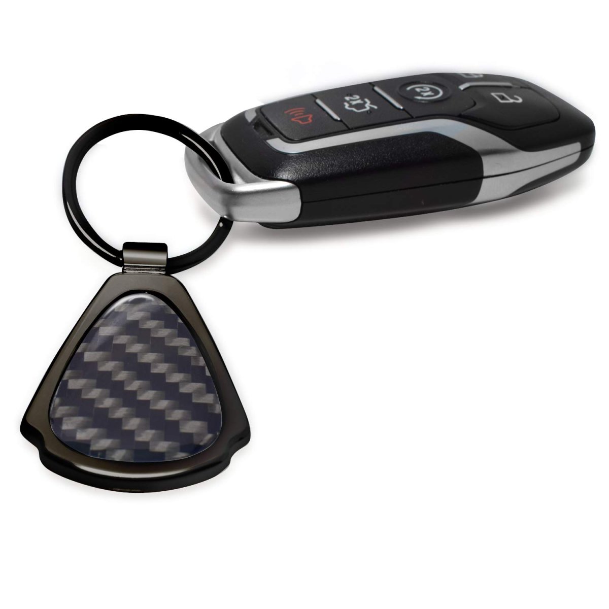 Jeep Grill Real Black Carbon Fiber Gunmetal Metal Teardrop Key Chain