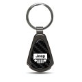 Jeep Grill Real Black Carbon Fiber Gunmetal Metal Teardrop Key Chain