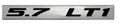 5 7 Lt1 Black On Silver Highly Polished Real Aluminum Emblem