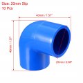 Uxcell 20mm Slip 90 Degree Pvc Pipe Fitting Elbow Coupling Adapter Blue 10 Pcs