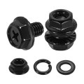 M6 X 8mm Phillips Flanged Hex Head Bolts 10pcs 304 Stainless Steel Flange Hexagon Screws With Nuts Flat Lock Washers Fully 