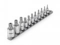 Tekton 3 8 Inch Drive Triple Square And 1 2 Tr Bit Socket Set With Rail 11-piece M4-m12 Mt14-mt18 Shb99100 