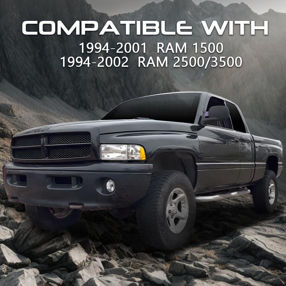 Front Bumper Fog Lights With Bulbs For Dodge Ram Pickup 1994 1995 1996 1997 1998 1999 2000 2001 Clear Lens Halogen Lamps 2