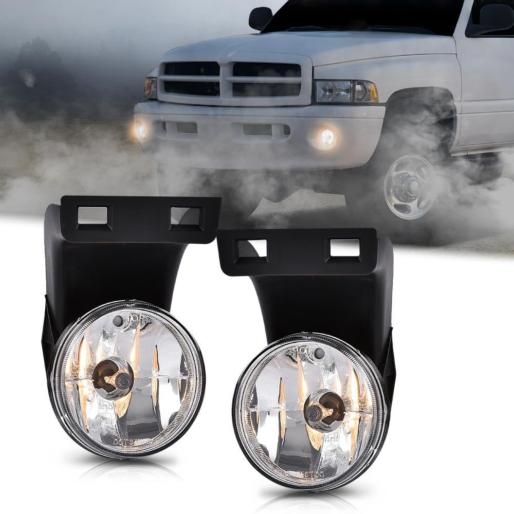 Front Bumper Fog Lights With Bulbs For Dodge Ram Pickup 1994 1995 1996 1997 1998 1999 2000 2001 Clear Lens Halogen Lamps 2