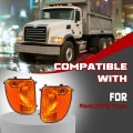 Hecasa Front Pair Corner Lights W Bulb For Mack Cv713 Truck Side Marker Turn Signal Lamp Halogen Amber Lens Driver Passenger