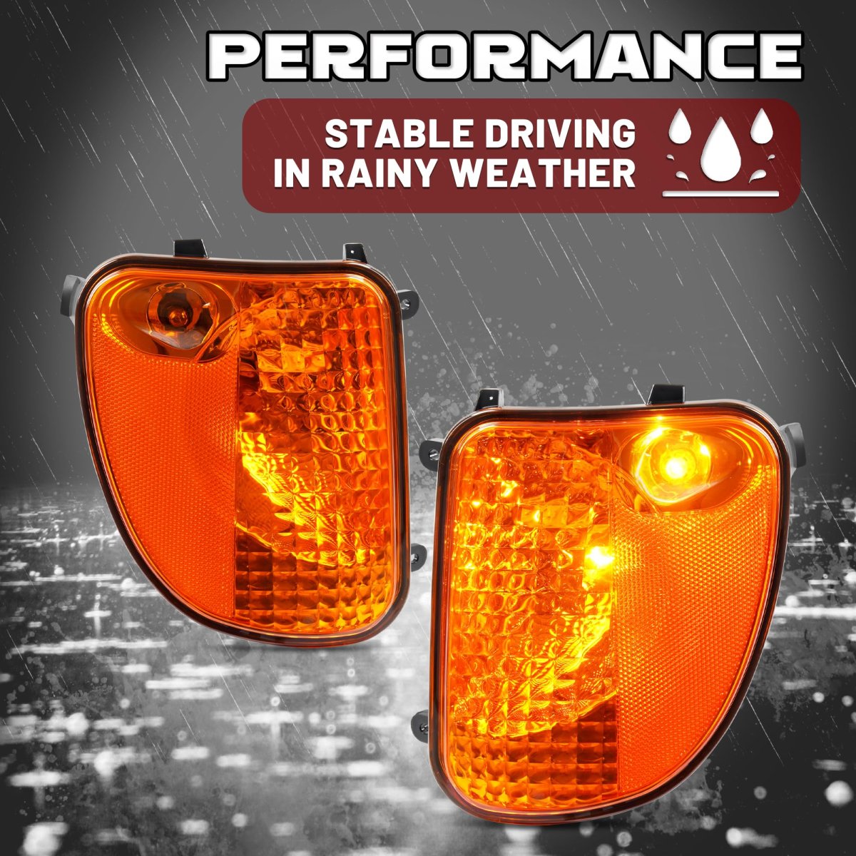 Hecasa Front Pair Corner Lights W Bulb For Mack Cv713 Truck Side Marker Turn Signal Lamp Halogen Amber Lens Driver Passenger