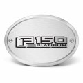 Ipick Image Made For Ford F-150 Platinum 3d Logo On Brushed Oval Billet Aluminum 2 Inch Tow Hitch Cover