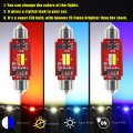 Alla Lighting Dual Color 6418 C5w Led Festoon Bulbs White Blue Switchback Can-bus 36mm License Interior Map Dome Door Trunk
