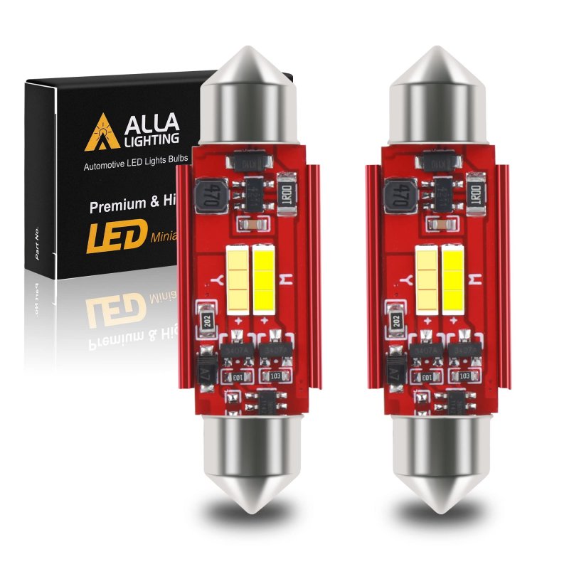 Alla Lighting Dual Color 6418 C5w Led Festoon Bulbs White Blue Switchback Can-bus 36mm License Interior Map Dome Door Trunk