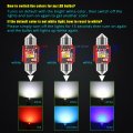 Alla Lighting Dual Color 6418 C5w Led Festoon Bulbs White Blue Switchback Can-bus 36mm License Interior Map Dome Door Trunk